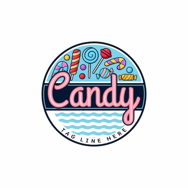 Caramelo logo lindo vector de dibujos animados