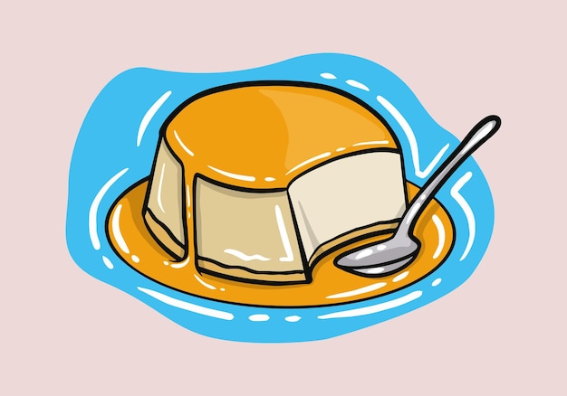 Caramelo de nata aislado en vector. Postre esbozado. garabato, ilustración