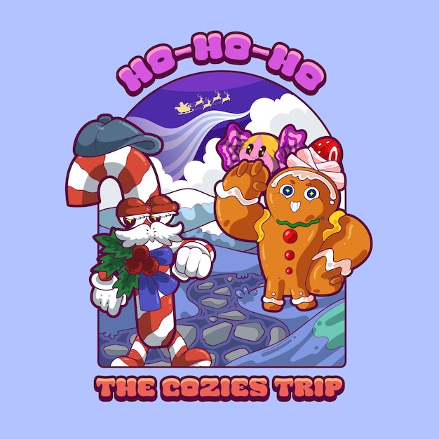 Caramelo de Navidad y pan de jengibre Sticker Patch Personaje de dibujos animados