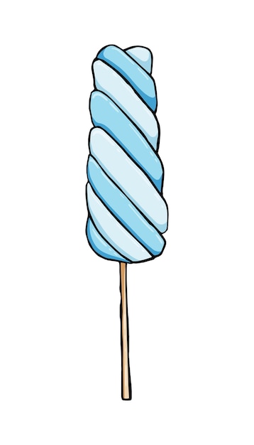 Caramelo en un palo dulzura postre doodle dibujos animados lineales libro para colorear