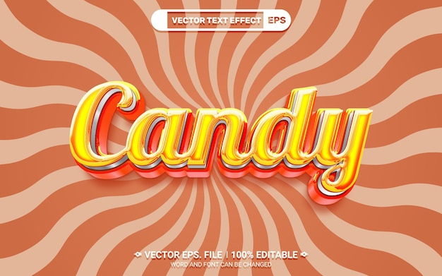 Vector caramelos dulces brillantes efecto de texto vectorial editable en 3d