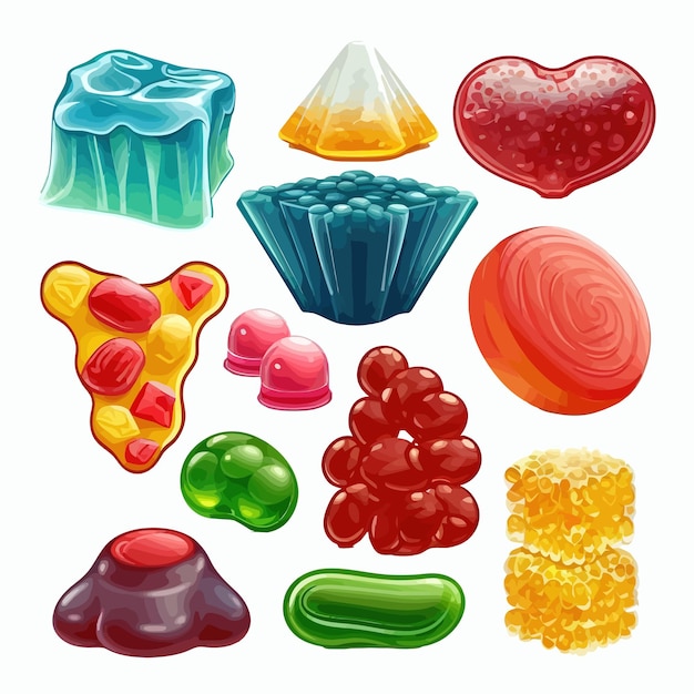 Caramelos de gelatina Aislados en el fondo Ilustración vectorial de dibujos animados