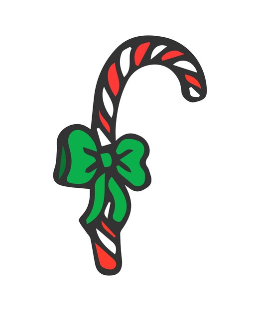 Caramelos de Navidad en estilo doodle sobre un fondo blanco Ilustración vectorial