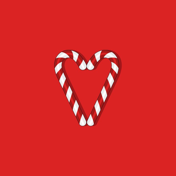 Caramelos de Navidad sobre fondo rojo Arte minimalista creativo de Navidad
