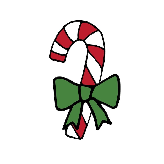 Caramelos navideños dibujados a mano con pajarita