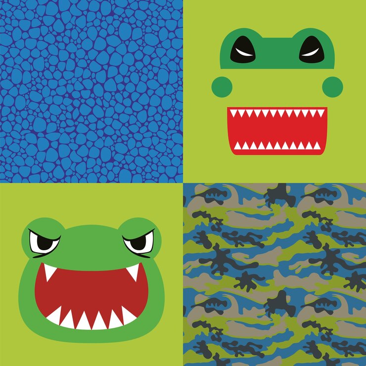 Vector caras de animales verdes