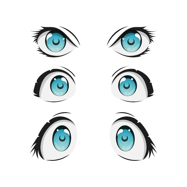 Las caras de anime y manga establecen diferentes expresiones.