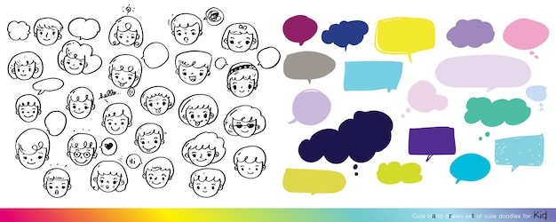Caras de dibujos animados y burbujas de habla