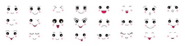 Las caras de emoji de dibujos animados