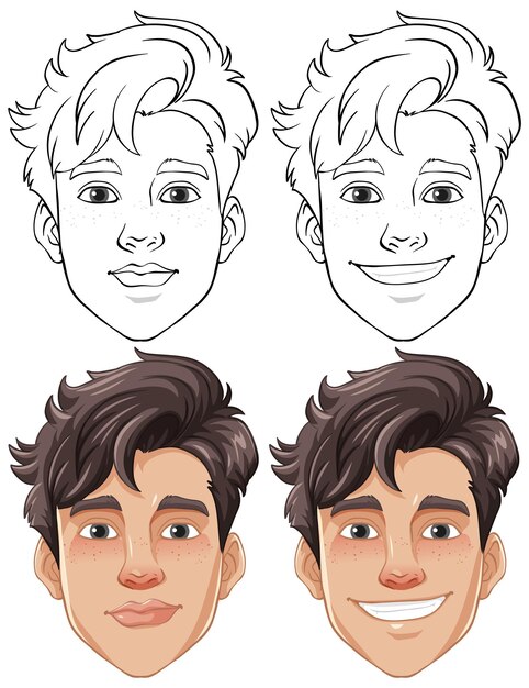 Vector caras de hombre guapo en arte vectorial