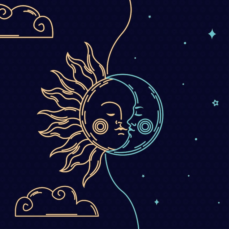 Vector caras de luna y sol