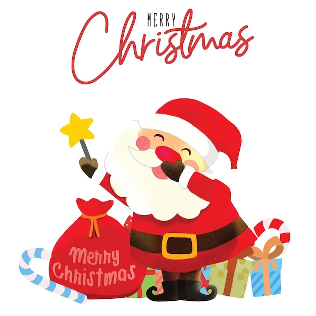 Caras personajes de Papá Noel aislados en el fondo Feliz Papá Noel