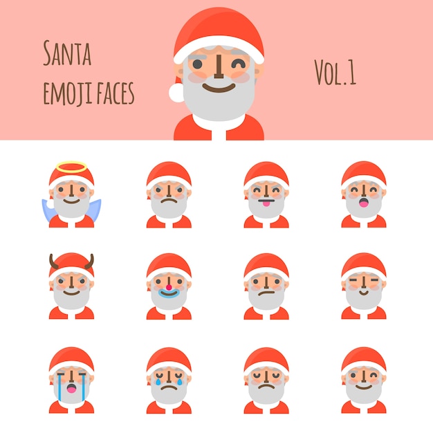 Vector caras de santa emoji