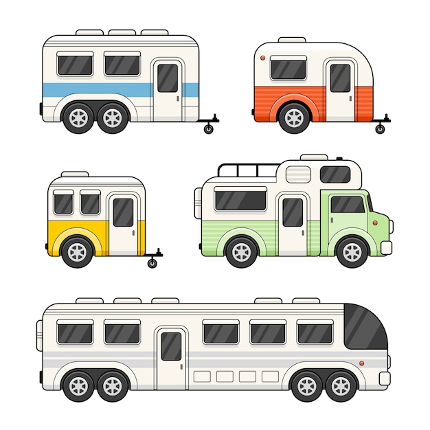 Caravana camping trailer situado en el fondo blanco.