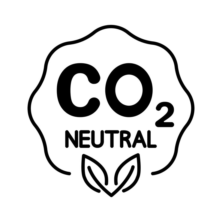 Vector carbono neutral. icono de reciclaje de co2. huella de carbono neutral. contaminación cero de co2. sin contaminación atmosférica. sello de producción industrial ecológico