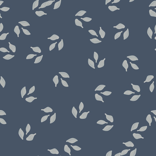Cardamomo de patrones sin fisuras sobre fondo gris oscuro. Lindo adorno de dibujo de planta. Plantilla de textura aleatoria para tela. Ilustración de vector de diseño.