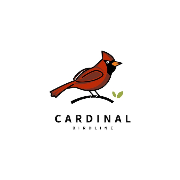 Cardenal pájaro rojo vector logo diseño ilustración 2