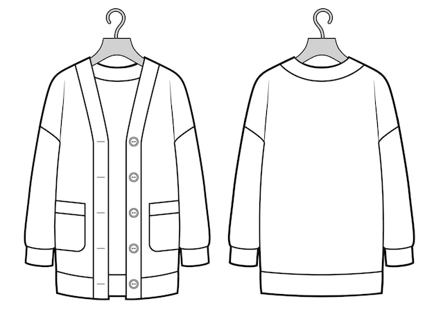 Cardigan clásico en una percha de madera Accesorio para guardar ropa