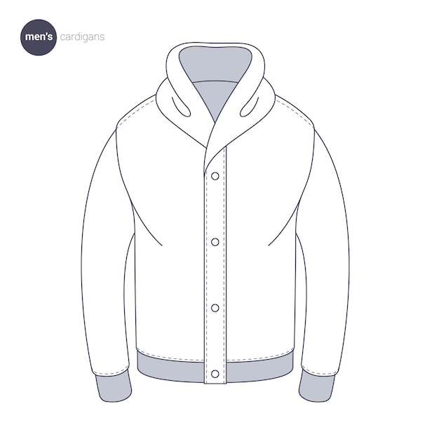 Cárdigan de hombre. Ropa de estilo de línea fina.