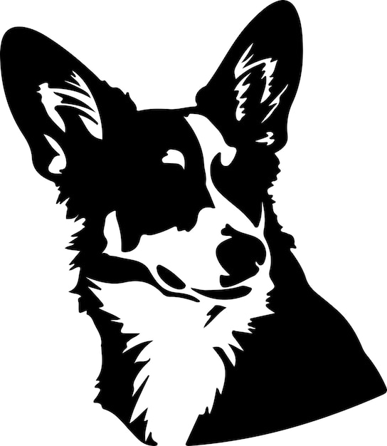 Cardigan Welsh Corgi silueta negra con fondo transparente