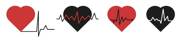 Vector cardiogramas de un corazón sano palpitaciones conjunto de elementos de diseño del cardiograma