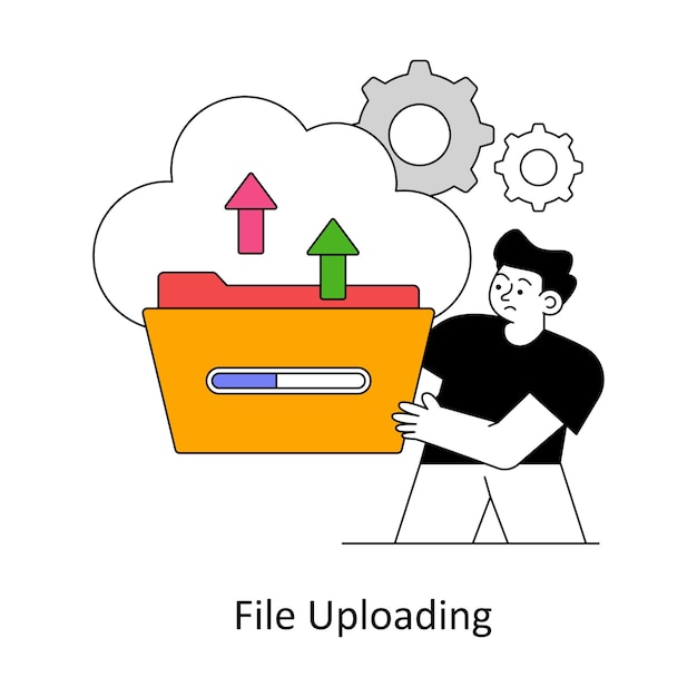 Carga de archivos Diseño de estilo plano Ilustración vectorial Ilustración de stock