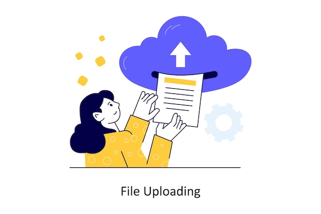 Carga de archivos Diseño de estilo plano Ilustración vectorial Ilustración de stock