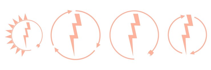 Vector carga de automóviles eléctricos y iconos de energía renovable plantilla de diseño gráfico vector de rayo il