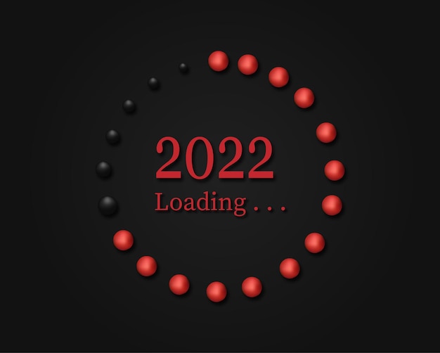 Carga de bola roja de 2021 a 2022 sobre fondo negro vector gratuito