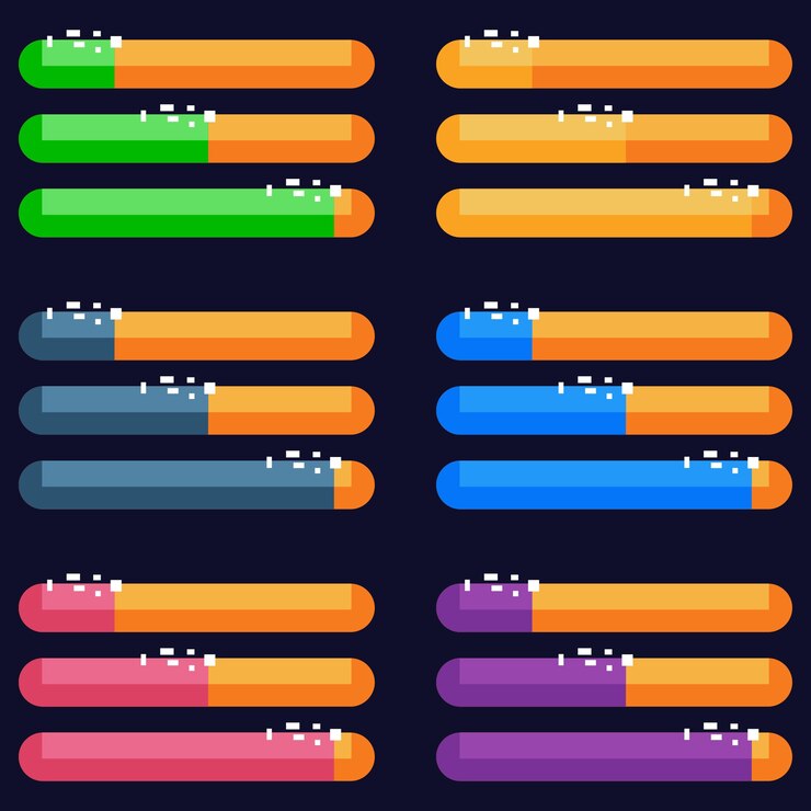 Vector carga de colores, experiencia, progreso