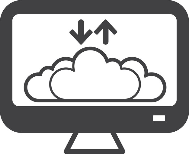 Carga de datos por una ilustración de computadora de escritorio en un estilo mínimo