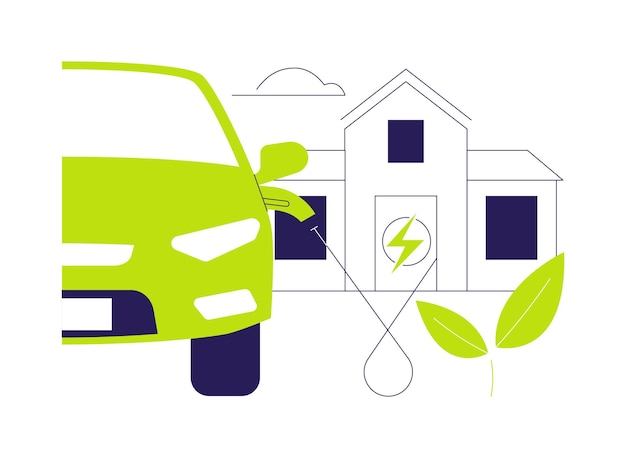 Cargador inhome ev concepto abstracto ilustración vectorial hombre usando cargador inhouse ev para su coche