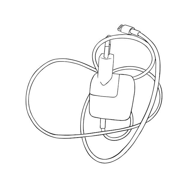 Cargador de teléfono con tecnología de adaptador doodle dibujos animados lineales para colorear