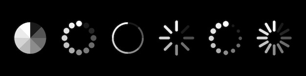 Cargando conjunto de iconos. signo de progreso, concepto de espera. círculo de procesos informáticos. icono de línea vectorial para negocios y publicidad