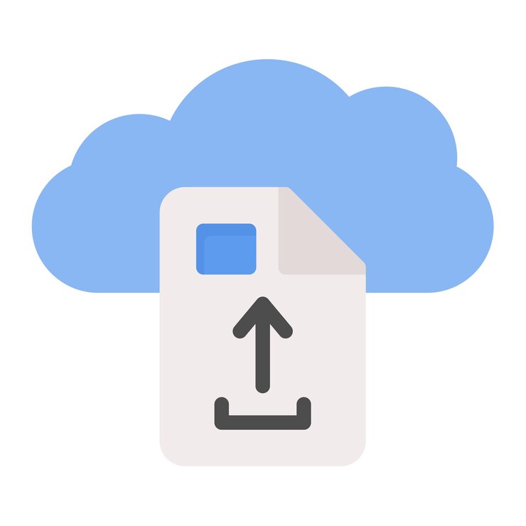 Vector cargar el archivo en la ilustración vectorial de la nube