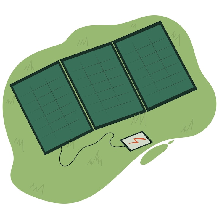 Vector cargar su teléfono desde paneles solares portátiles