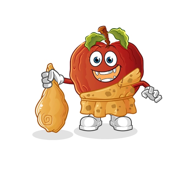 La caricatura antigua manzana podrida. vector de mascota de dibujos animados