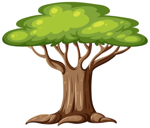 Vector una caricatura de árbol aislado