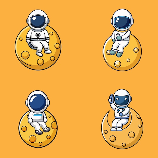 Caricatura de un astronauta colgado en la luna