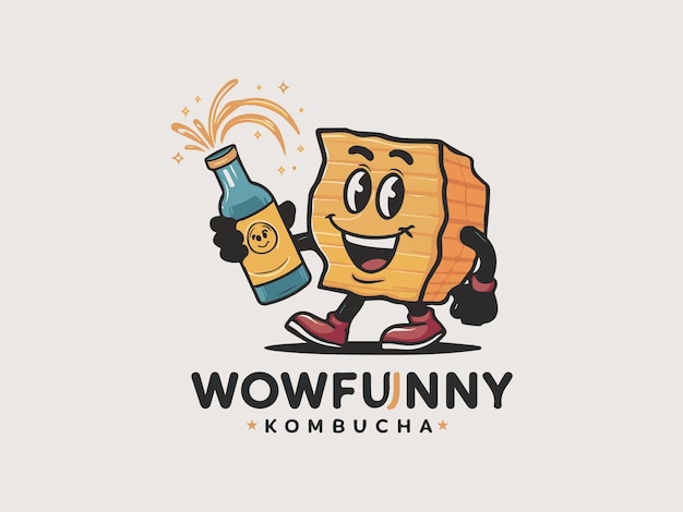 una caricatura de un bagel con una botella de coco