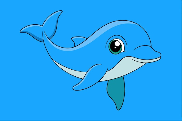 una caricatura de una ballena azul con una larga cola