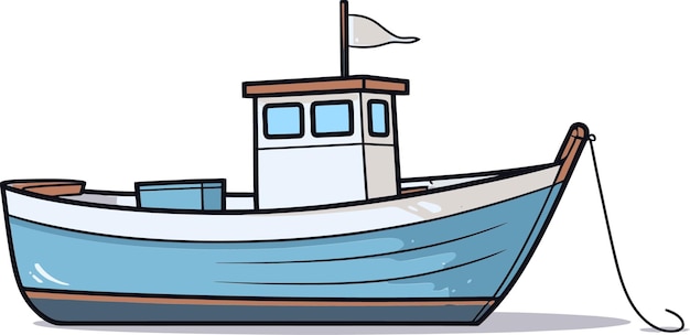 una caricatura de un barco con una bandera en el lado