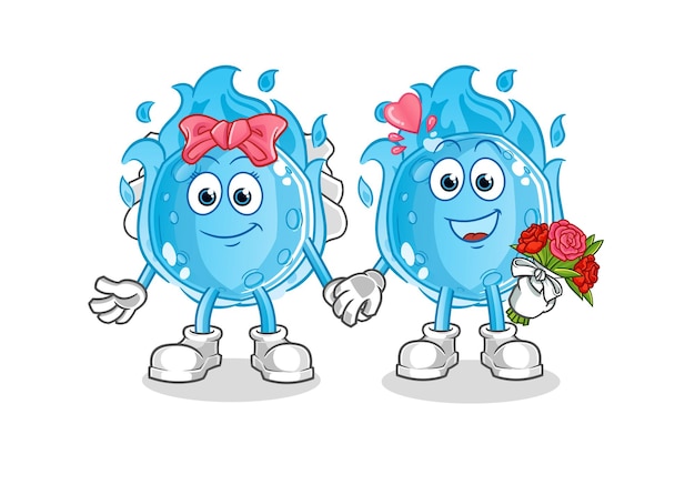 La caricatura de la boda del cometa azul. vector de mascota de dibujos animados