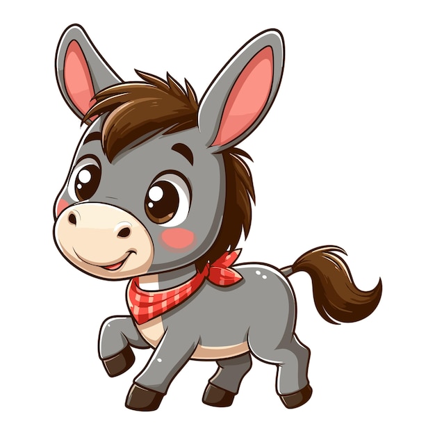 una caricatura de un burro con una bufanda roja en él