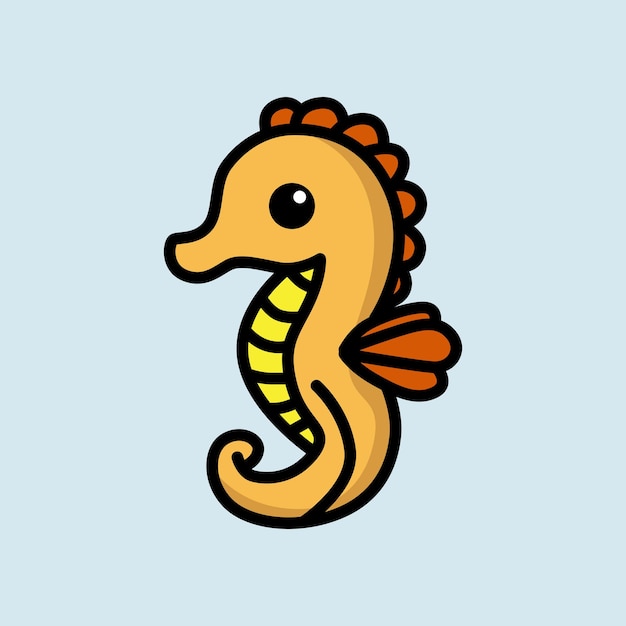 una caricatura de un caballo de mar con un pico amarillo y un pico naranja