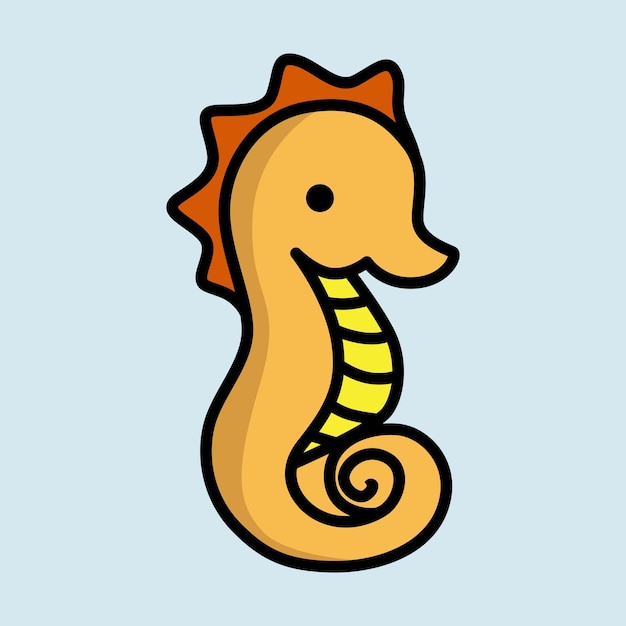 una caricatura de un caballo de mar con un pico amarillo