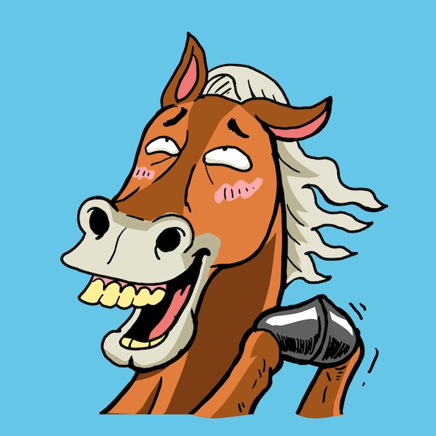 Una caricatura de caballo tímido y feo