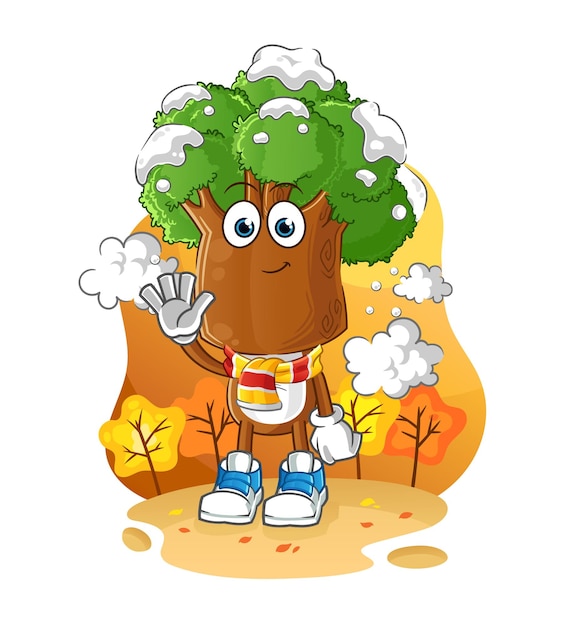 caricatura de cabeza de árbol en otoño. vector de mascota de dibujos animados