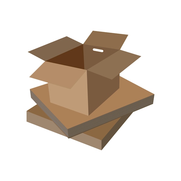 caricatura caja 3d ilustración vectorial realista aislada en fondo blanco