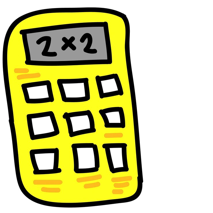 Vector una caricatura de una calculadora con dos números en ella